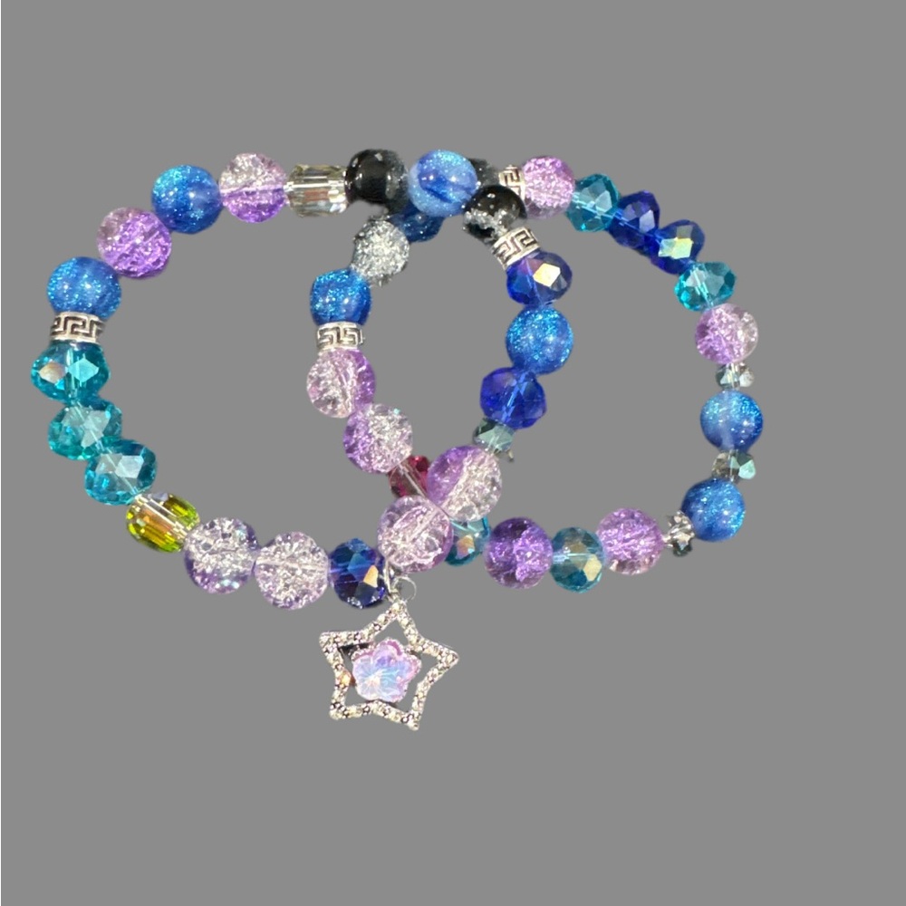 Midnight Horizon Glass beads Charm bracelet set